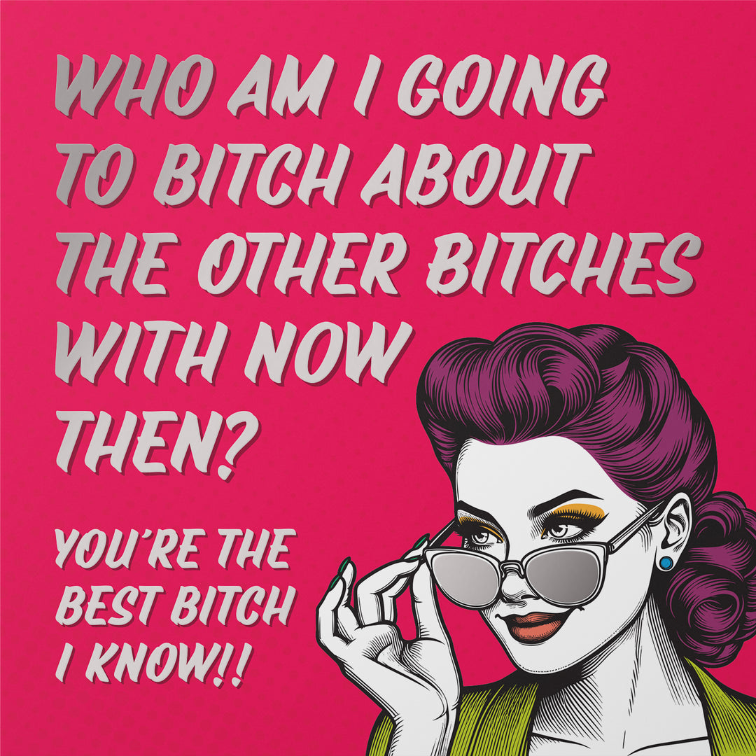 Retro Work Wife Best Bitch I Know Funny Leaving Card Silver Foil Detail