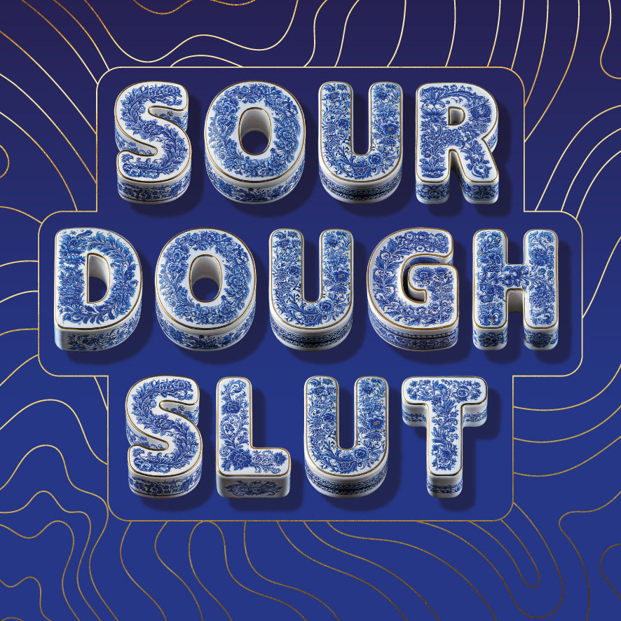 Funny Rude Birthday Card Sour Dough Slut Porcelain Style Friendship Gold Foil Card Sweary Card Lady