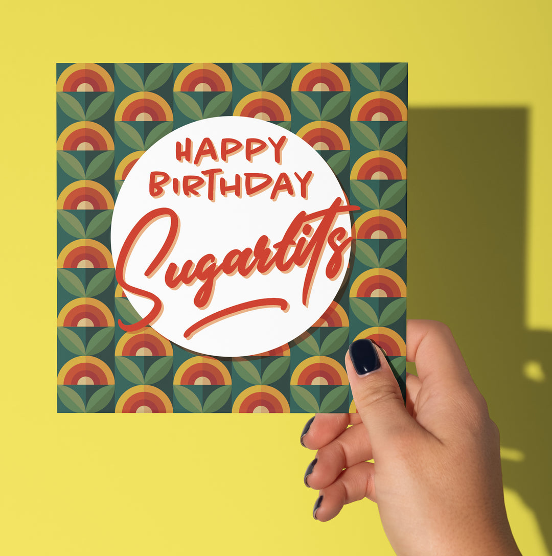 Happy Birthday Sugartits Retro Floral Card