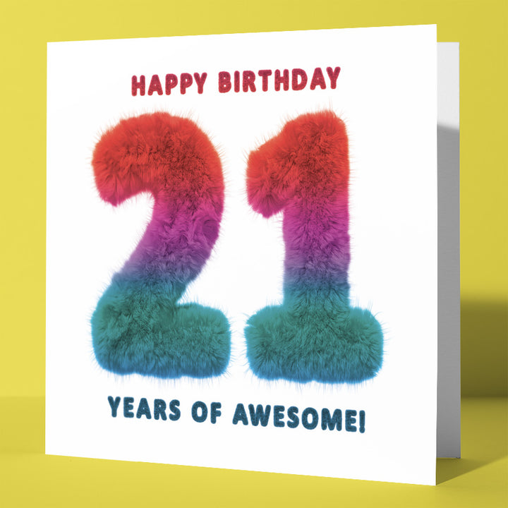 21st Birthday Card. Happy Birthday 21 Years of Awesome! Milestone Birthday Card