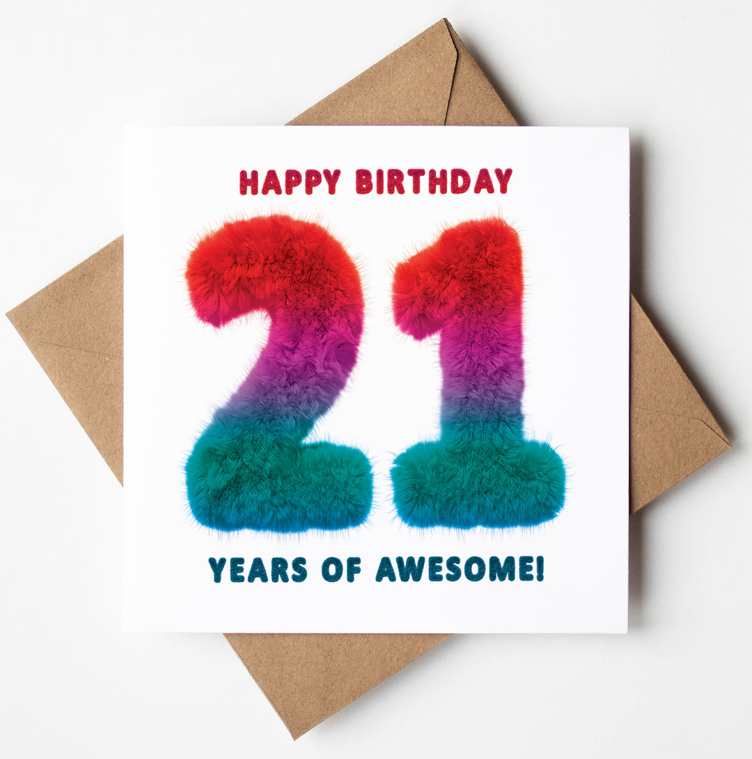 21st Birthday Card. Happy Birthday 21 Years of Awesome! Milestone Birthday Card
