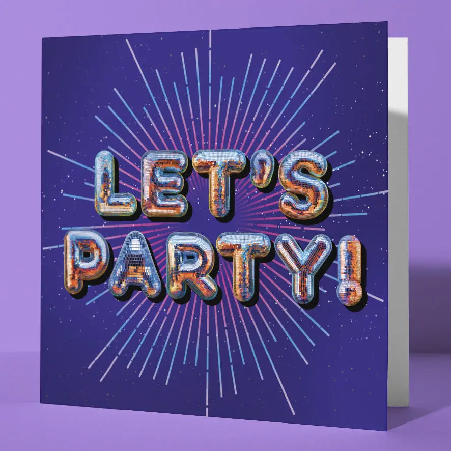 Birthday Card for Friend Disco Party Silver Foil Funny Celebration Card Sweary Card Lady