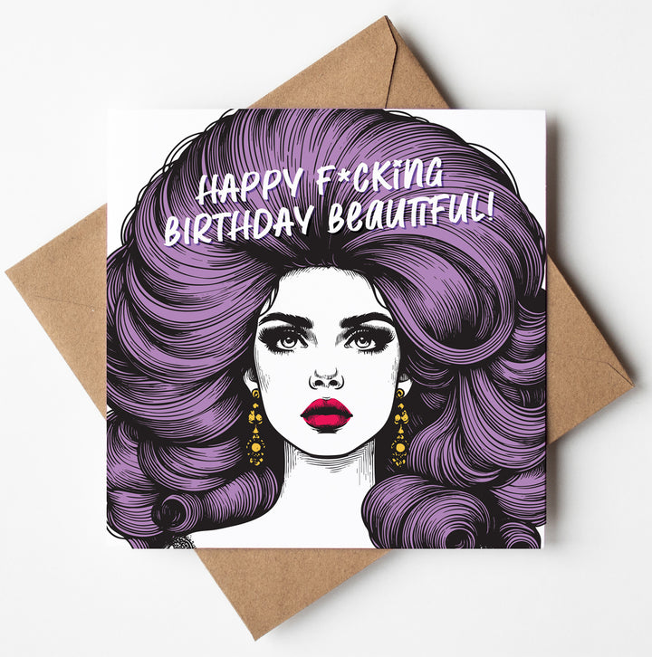 Happy F*cking Birthday Beautiful! Vintage Babes Birthday Card