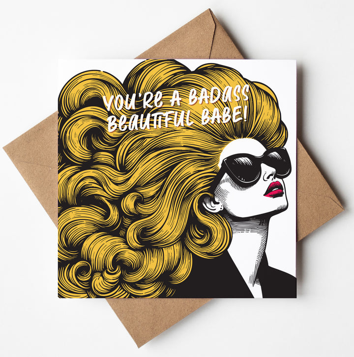 You're A Badass Beautiful Babe!! Vintage Babes Happy Birthday Card