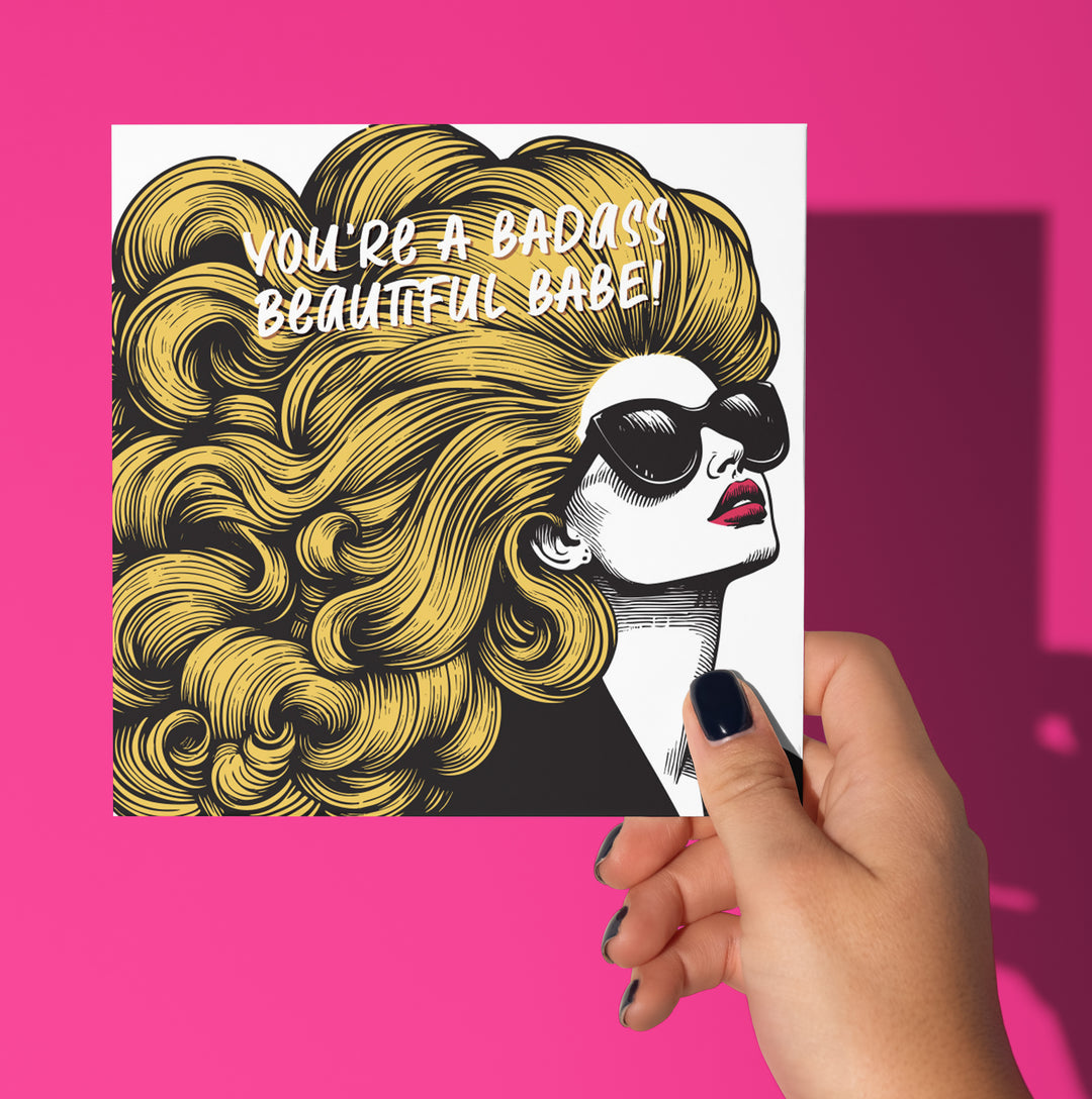 You're A Badass Beautiful Babe!! Vintage Babes Happy Birthday Card
