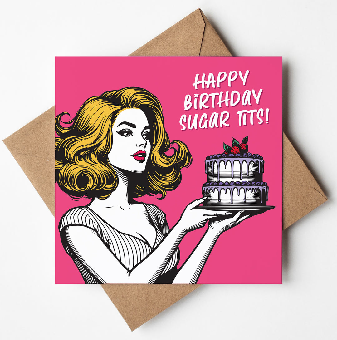 Happy Birthday Sugar Tits! Vintage Babes Card