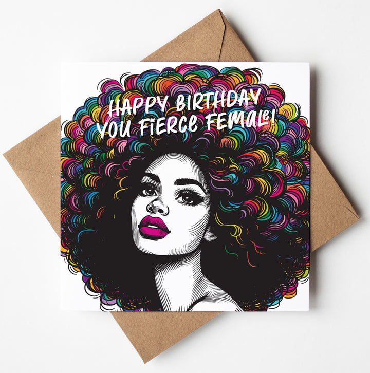 Happy Birthday You Fierce Female! Vintage Babes Birthday Card