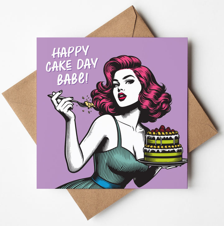 Happy Cake Day Babe! Vintage Babes Birthday Card