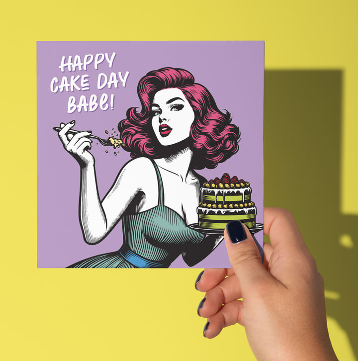 Happy Cake Day Babe! Vintage Babes Birthday Card
