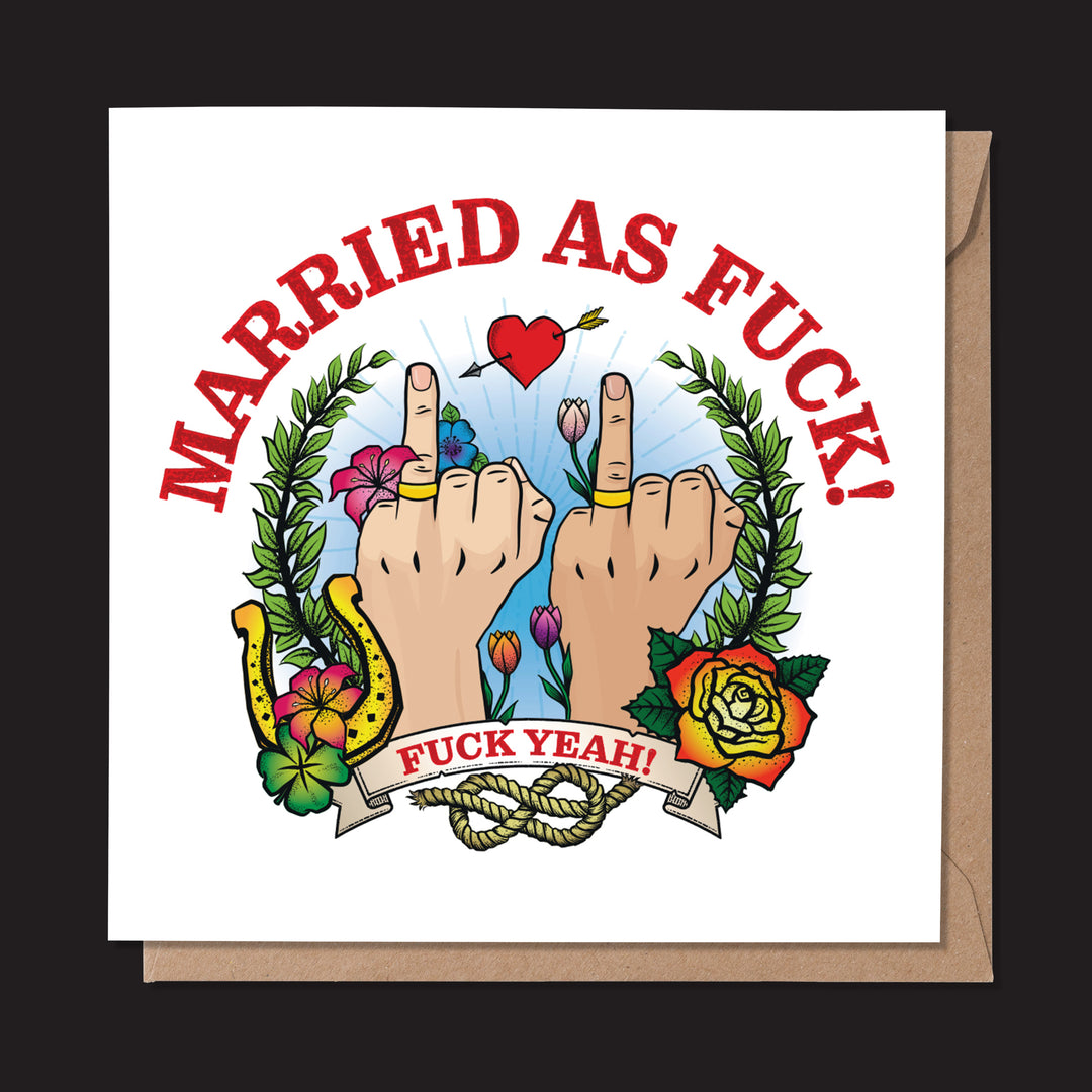 Married As Fuck Tattoo Wedding Card (M/M)