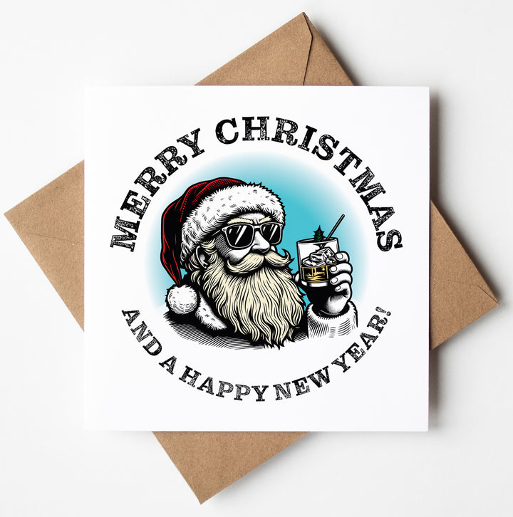 Sunglass Santa's Merry Christmas and a HNY Card