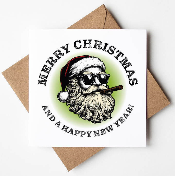 Sunglass Santa's Merry Christmas and a HNY Card