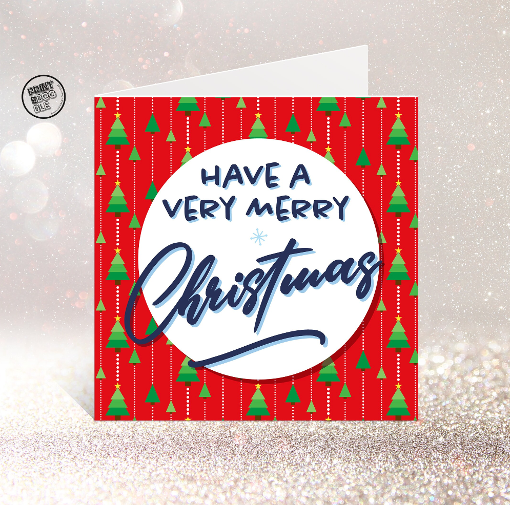 SALE! Very Merry Modern Tree Xmas Card