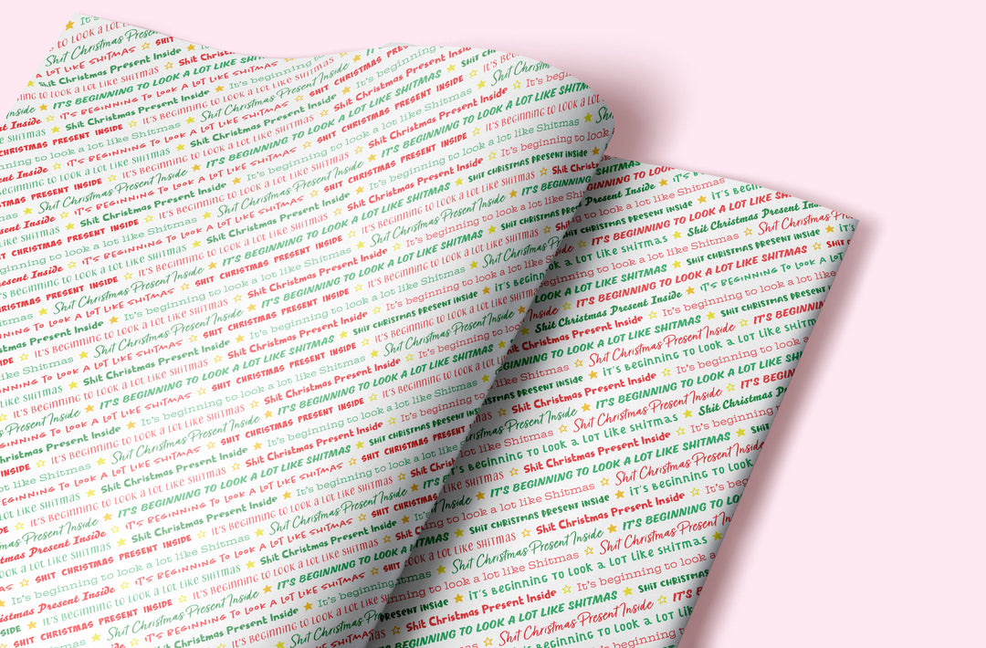 SALE! Funny 'Shit Christmas Present Inside' Gift Wrap (Folded Sheet)