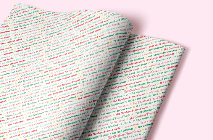 SALE! Funny 'Shit Christmas Present Inside' Gift Wrap (Folded Sheet)