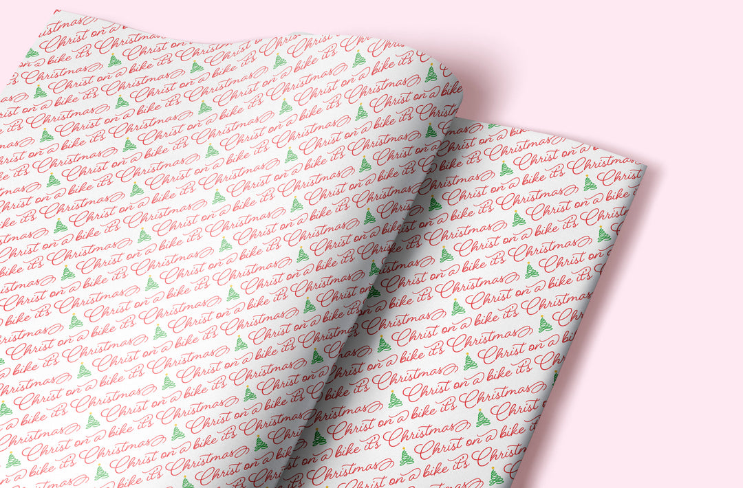 SALE! Funny 'Christ on a Bike It's Christmas' Gift Wrap (Folded Sheet)