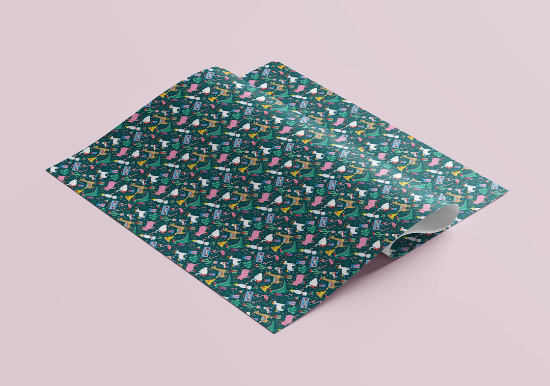 Funky Flamingo Disco Christmas Gift Wrap (Folded Sheet)
