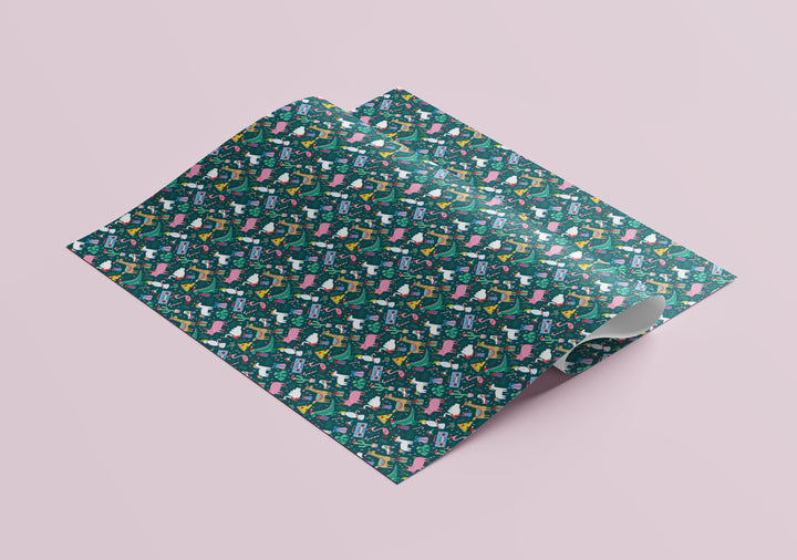Funky Flamingo Disco Christmas Gift Wrap (Folded Sheet)
