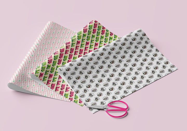 Funny Sunglass Santa Christmas Gift Wrap (Folded Sheet)