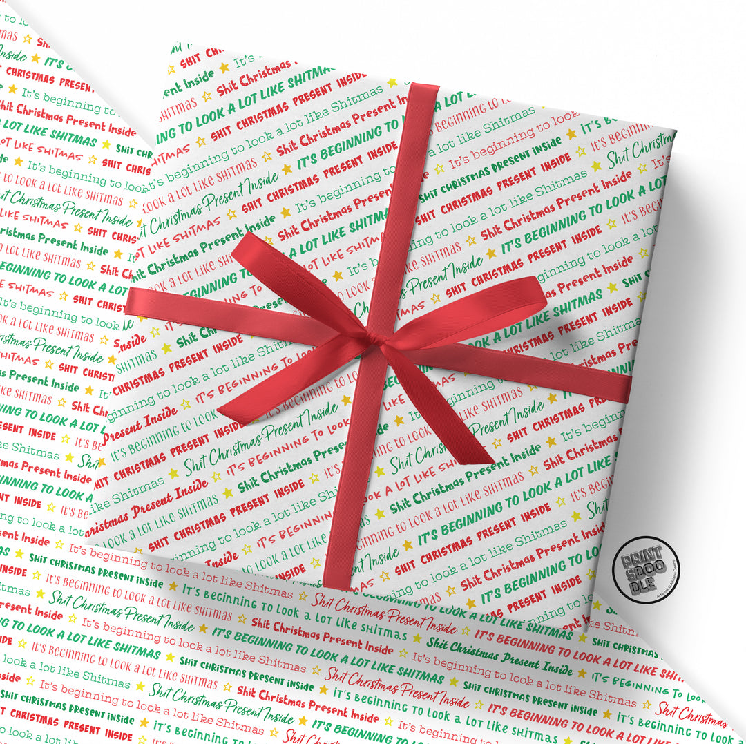 SALE! Funny 'Shit Christmas Present Inside' Gift Wrap (Folded Sheet)