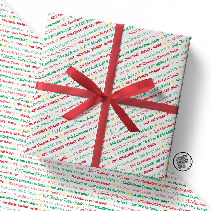 SALE! Funny 'Shit Christmas Present Inside' Gift Wrap (Folded Sheet)