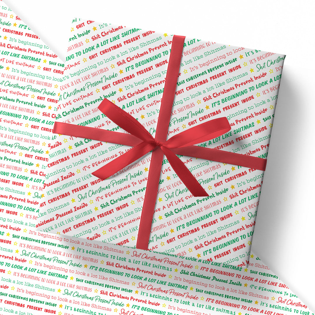 SALE! Funny 'Shit Christmas Present Inside' Gift Wrap (Folded Sheet)