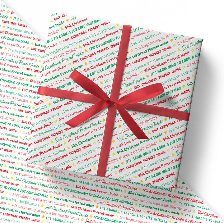SALE! Funny 'Shit Christmas Present Inside' Gift Wrap (Folded Sheet)