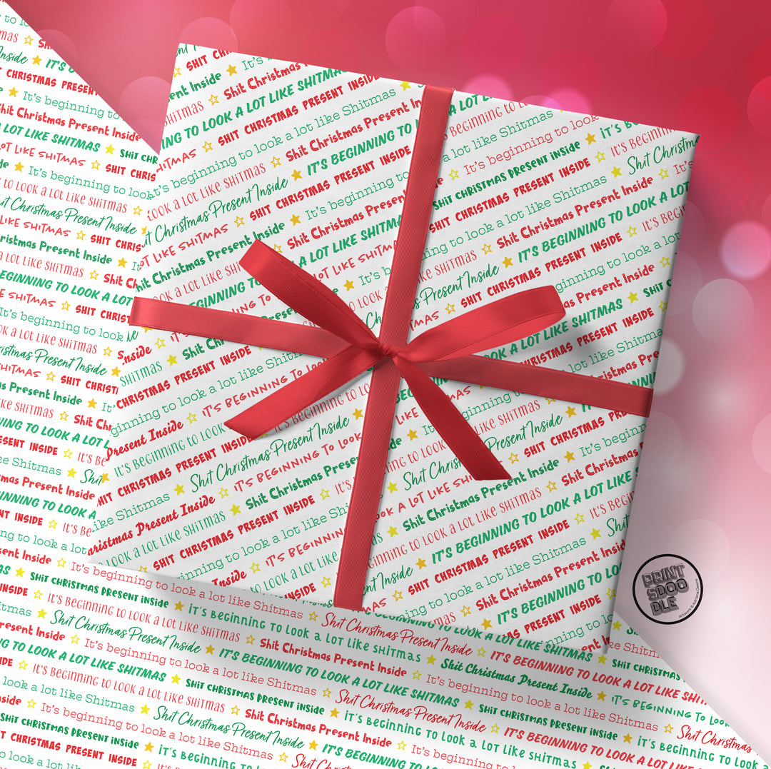 SALE! Funny 'Shit Christmas Present Inside' Gift Wrap (Folded Sheet)