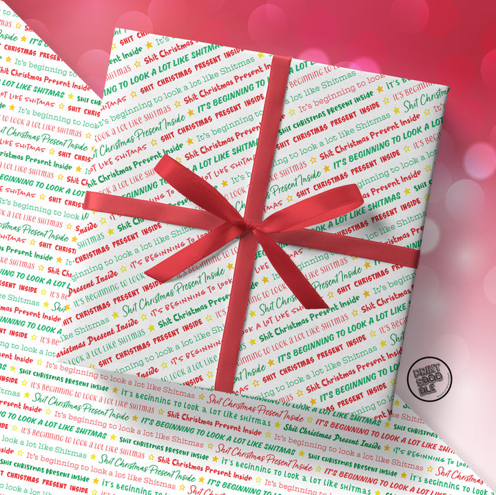 SALE! Funny 'Shit Christmas Present Inside' Gift Wrap (Folded Sheet)