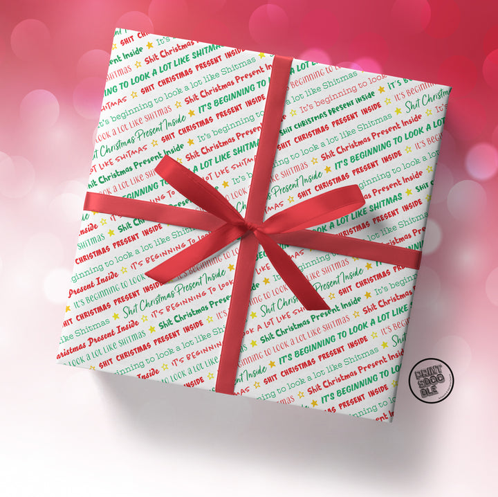 SALE! Funny 'Shit Christmas Present Inside' Gift Wrap (Folded Sheet)