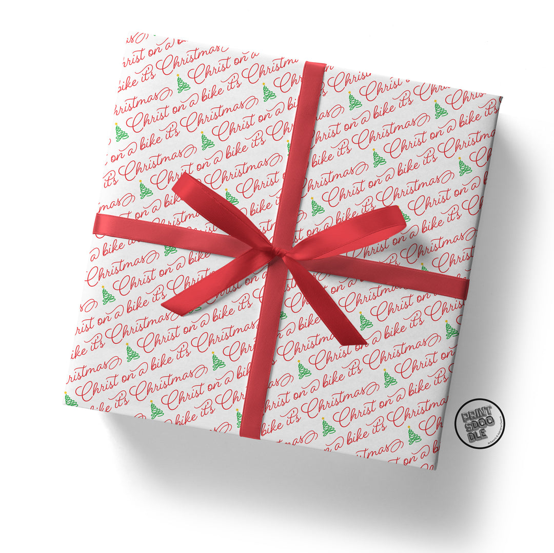 SALE! Funny 'Christ on a Bike It's Christmas' Gift Wrap (Folded Sheet)