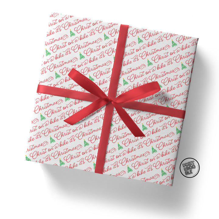 SALE! Funny 'Christ on a Bike It's Christmas' Gift Wrap (Folded Sheet)