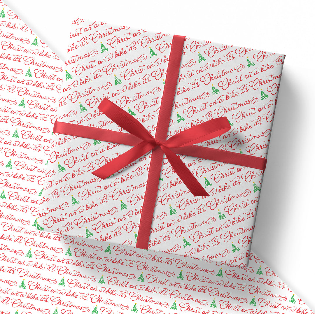 SALE! Funny 'Christ on a Bike It's Christmas' Gift Wrap (Folded Sheet)