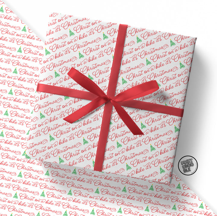 SALE! Funny 'Christ on a Bike It's Christmas' Gift Wrap (Folded Sheet)