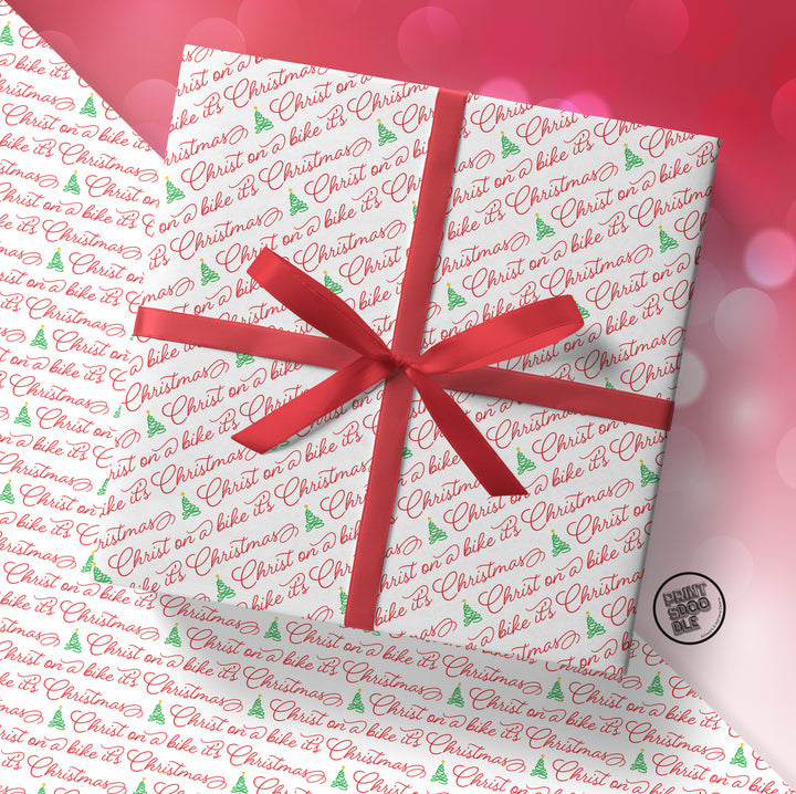 SALE! Funny 'Christ on a Bike It's Christmas' Gift Wrap (Folded Sheet)