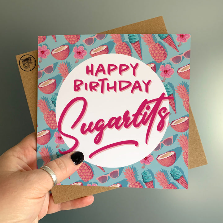 Happy Birthday Sugartits Tropical Card