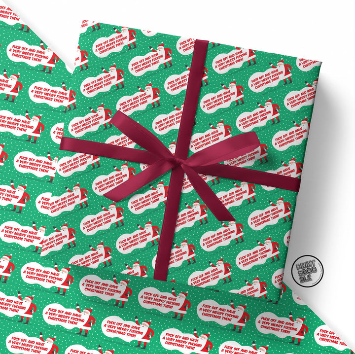 Fuck Off and Have a Very Merry Christmas Gift Wrap (Folded)