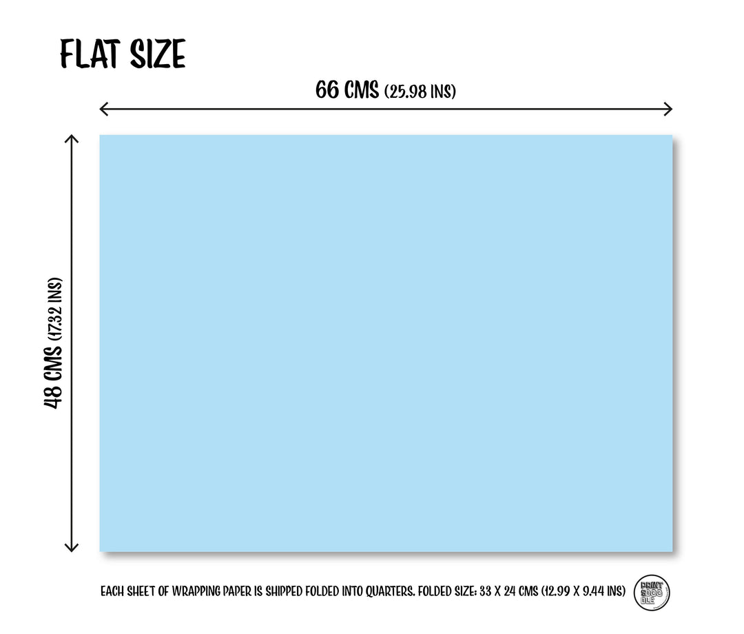 A diagram shows the flat size of a Merry Fucking Xmas Santa Gift Wrap (Folded Sheet), measuring 66 cm by 48 cm. Arrows indicate dimensions, and text at the bottom notes that each cheeky gift wrap sheet is shipped folded into quarters—perfect for a rude Secret Santa surprise.