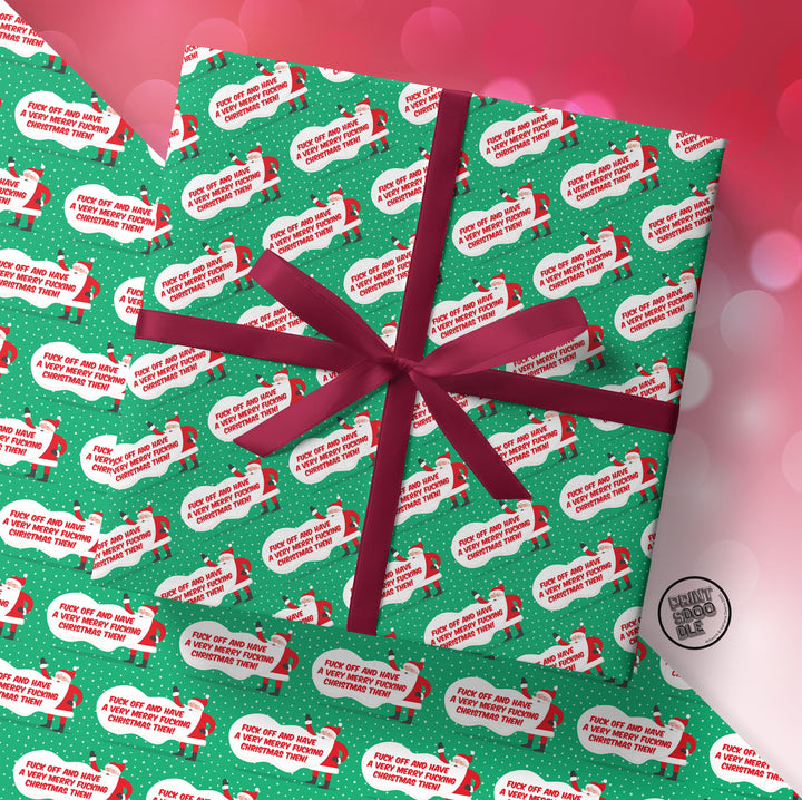 Fuck Off and Have a Very Merry Christmas Gift Wrap (Folded)