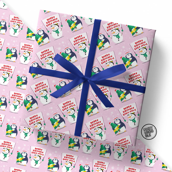 Happy Birthday Baby Jesus Gift Wrap (Folded Sheet)