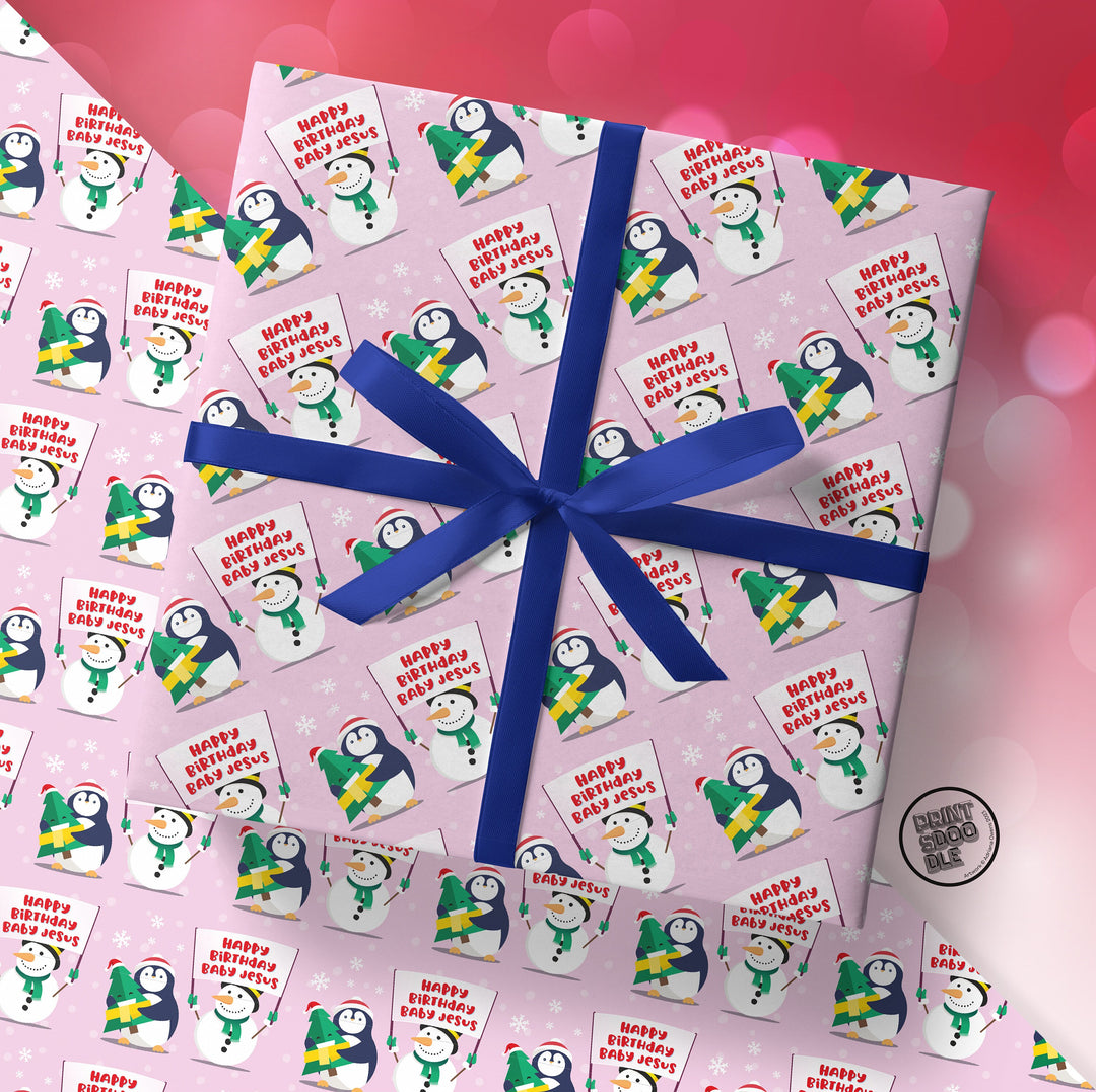 Happy Birthday Baby Jesus Gift Wrap (Folded Sheet)